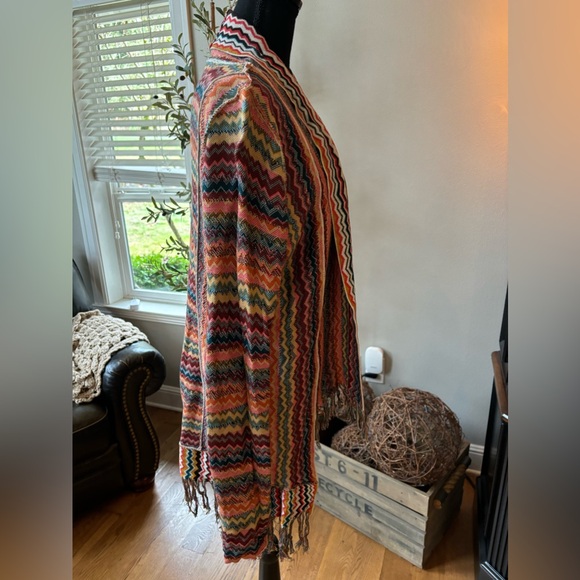 BKE Buckle Cardigan Sweater Womens Stripe Fringe Trim Southwest Boho Sz M - Picture 5 of 6